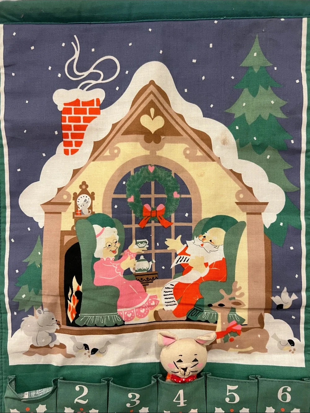 Vintage Avon 1987 Countdown to Christmas fabric advent calendar original mouse!